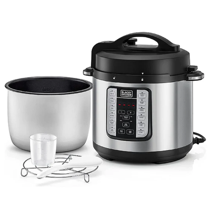 طنجرة ضغط كهربائية ذكية 7 بـ 1 مع 12 برنامج للطبخ بحجم 6 لتر وقوة 1000 واط من Black & Decker