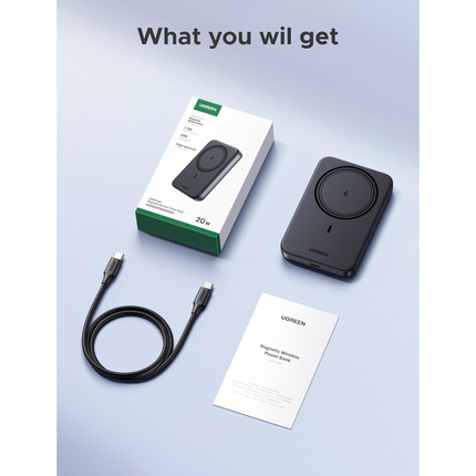بنك طاقة لاسلكي مغناطيسي من UGREEN Magsafe بسعة 10000 مللي أمبير وقوة 20 واط، معتمد بتقنية Qi، متعدد الألوان/ PB561