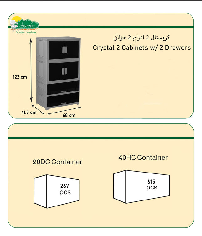 خزانة كريستال (2 خزانة + 2 درج) -من سامبا