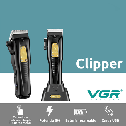 ماكينة حلاقة رجالية احترافية للشعر مع 8 أمشاط مختلفة ماركة vgr