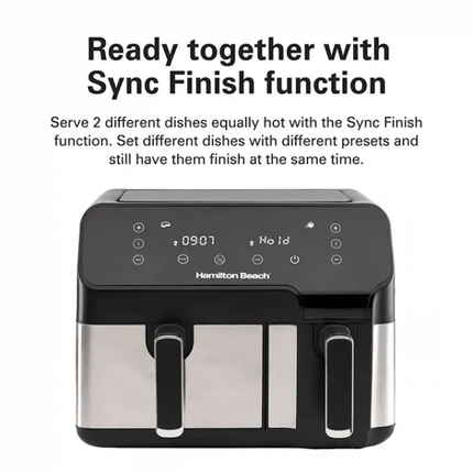 قلاية هوائية AirFryer مزدوجة سعة 8.5 لتر تتيح لك طهي الطعام بدهون اقل ماركة Hamilton Beach