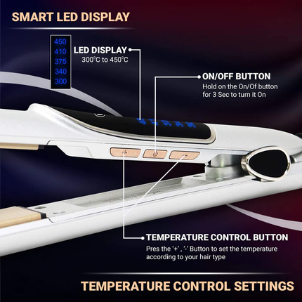 ستريتنر لـ تصفيف الشعر بتصميم مضاد للحروق وتسخين سريع من vgr