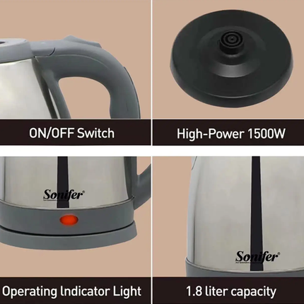 سخان ماء كهربائي سعة 1.8 لتر من الفولاذ المقاوم للصدأ ماركة SONIFER
