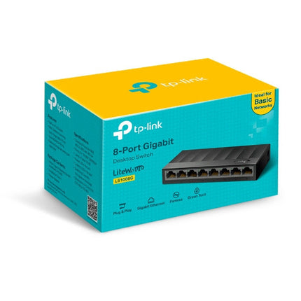 محول سطح المكتب TP-Link LS1008G | 8 منافذ بسرعة 10/100/1000 ميجابت في الثانية (أسود)