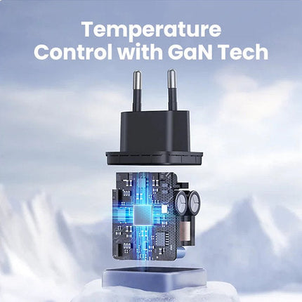 شاحن سريع UGREEN بقوة 20 واط ومنفذين بتقنية GaN، إصدار الاتحاد الأوروبي (أسود) / X514 - 65737