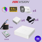 عدد 4 كاميرا + هارديسك 500 جيجا + كيبل 50 متر / نظام 2 ميجا ملون كلر فو