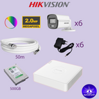 كاميرات 2 ميجا ملون 24 ساعة / عدد 6 كاميرات + هارديسك 500 جيجا + 50 متر كيبل / بدون تركيب