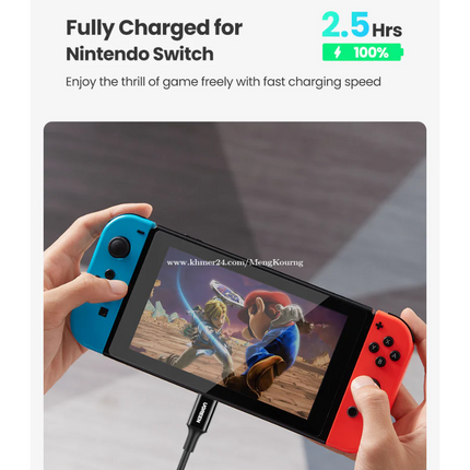كابل بيانات UGREEN 5A USB-C 2.0 من النوع ذكر إلى ذكر 5 أمبير (أسود-أبيض) | US300