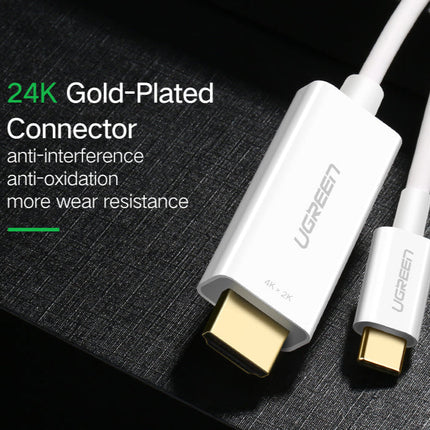 محول يو جرين من USB-C ذكر إلى HDMI أنثى 4K@30Hz مع كابل 20 سم - أبيض / 40273