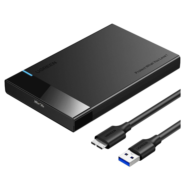 علبة محرك الأقراص الصلبة من يو جرين | UGREEN 2.5″ Hard Drive Enclosure USB 3.0 to SATA III Adapter | 30848