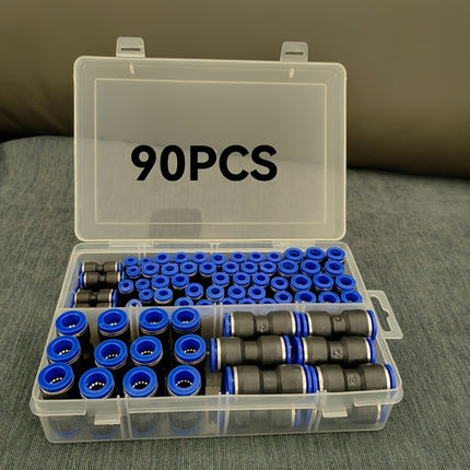 مجموعة توصيل هواء سريعة الإصدار – 90 قطعة (مقاسات 4/6/8/10/12 مم)