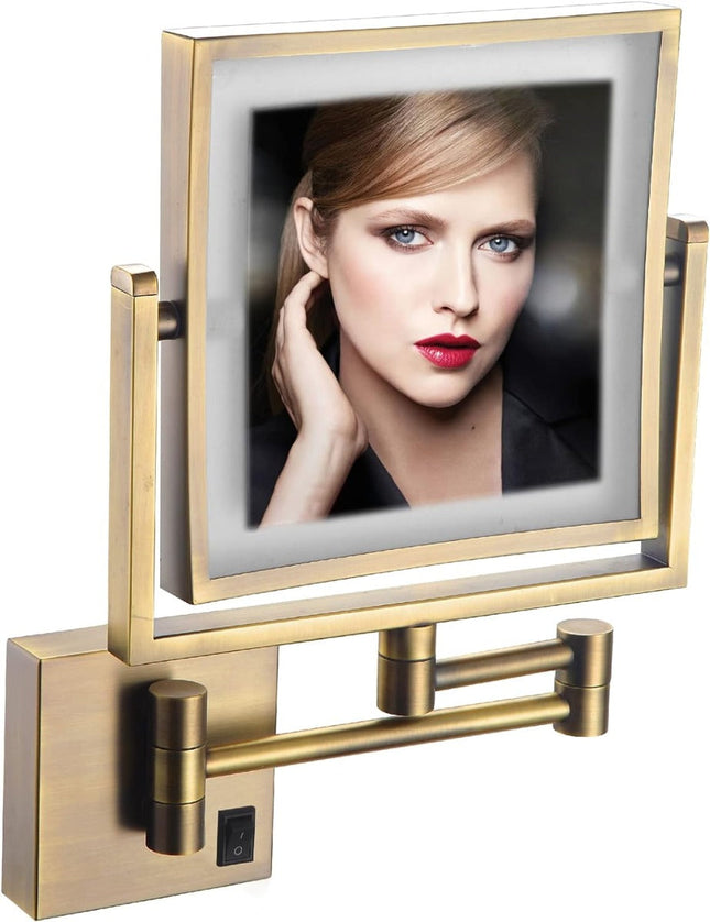 مرآة تكبير 5X قابلة للتعديل بضوء LED من ARMN - برونزي