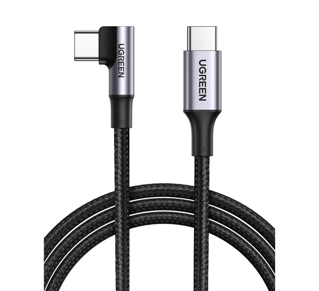 كابل شحن سريع من نوع USB-C إلى USB-C بزاوية قائمة من UGREEN بقوة 100 واط / US334
