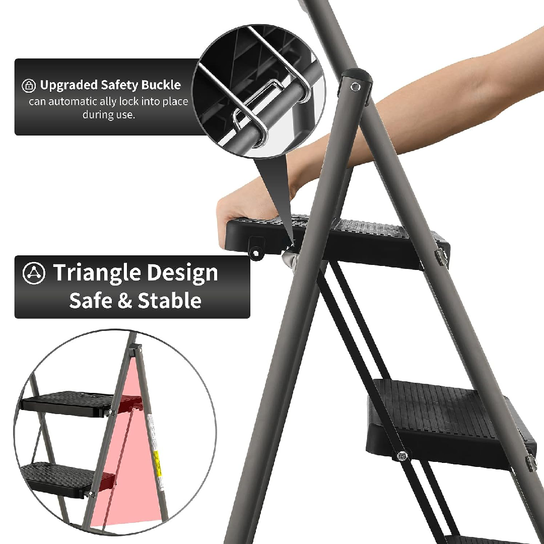 Ladder Feature In Store 3-step foldable ladder with anti-slip feature – Amman hardware Stores