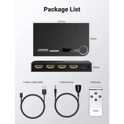 محول HDMI 4K من UGREEN، 3 منافذ HDMI / 40234