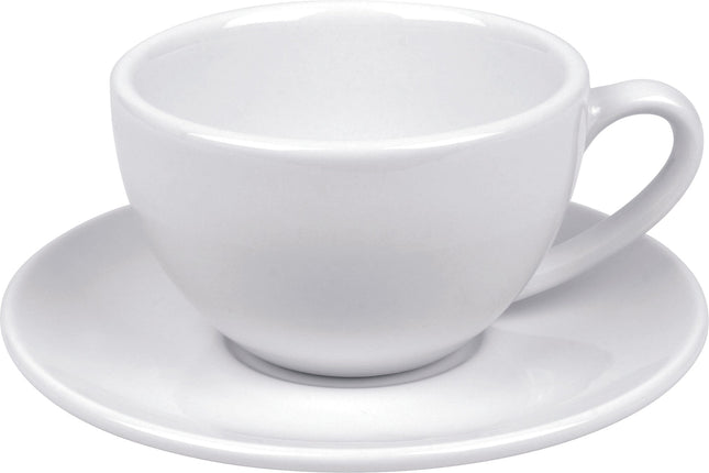 طقم فنجان كباتشينو وصحن من Konitz - أبيض