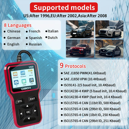 جهاز فحص أعطال السيارات OBD2 V500 – قارئ أكواد احترافي من لانش