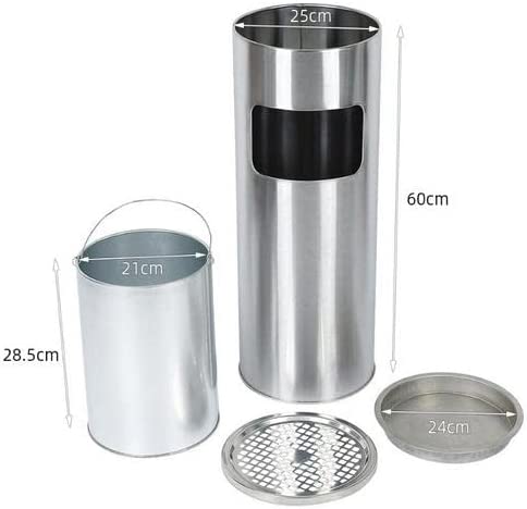 سلة و منفضة سجائر مقاس 24 سم ستانليس ستيل