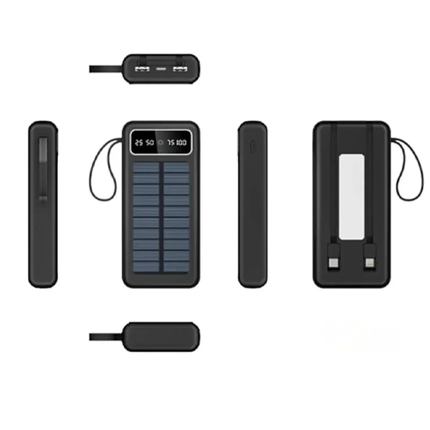 باوربانك يعمل بالطاقة الشمسية بسعة 30000 مللي أمبير مع ضوء كشاف ماركة Solar Power Bank