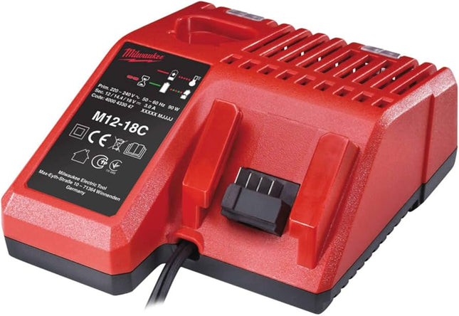 شاحن Milwaukee M12-18C يشحن ال 12 وال 18 فولت لجميع بطاريات Milwaukee