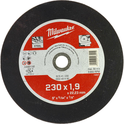 دسك قص حديد 9 انش من Milwaukee Contractor SCS 41 / 230 × 1.9 × 22 مم