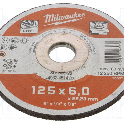 دسك جلخ حديد 5 انش Milwaukee Contractor Series SG 27 / 125 × 6 × 22 مم