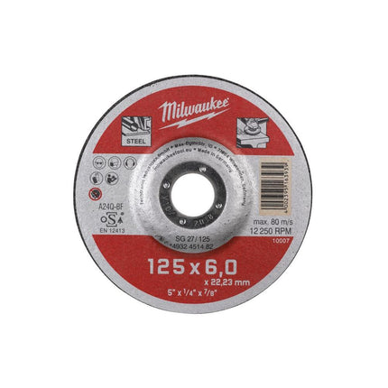 دسك جلخ حديد 5 انش Milwaukee Contractor Series SG 27 / 125 × 6 × 22 مم