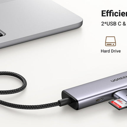 موزع USB-C إلى USB-A بمنفذين + USB-C بمنفذين بسرعة تصل إلى 5 جيجابت في الثانية بدون منفذ طاقة من يوجرين / 15395