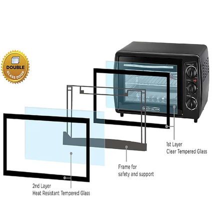 فرن كهربائي سعة 19 لتر موفر للطاقة بزجاج مزدوج قوة 1380 واط من Black & Decker