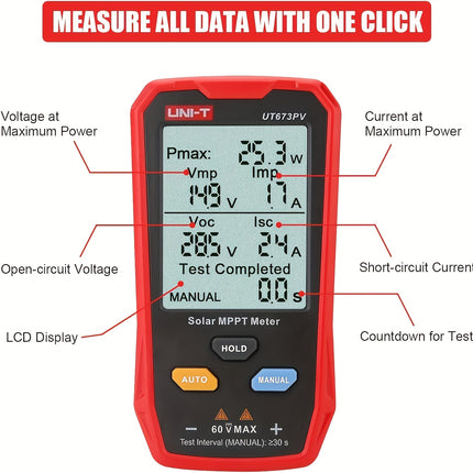 جهاز اختبار الألواح الشمسية المتقدم MPPT – UNI-T
