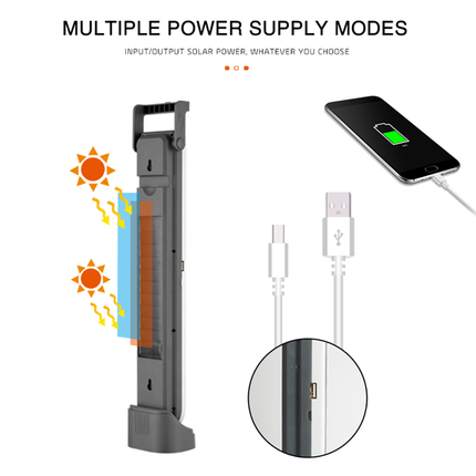مصباح طوارئ LED يعمل بالطاقة الشمسية وقابل للشحن USB – إضاءة قوية للتخييم والطوارئ