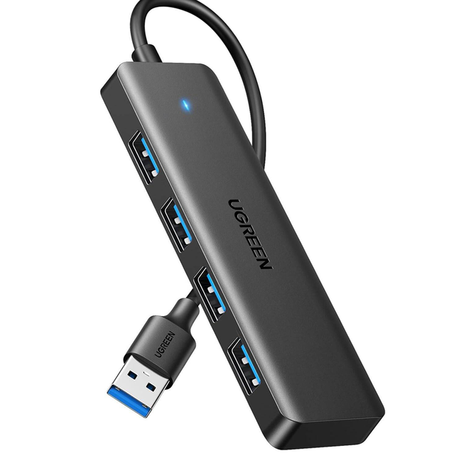 موزع USB 3.0 من UGREEN مزود بـ 4 منافذ USB A وموزع USB فائق النحافة / 25851