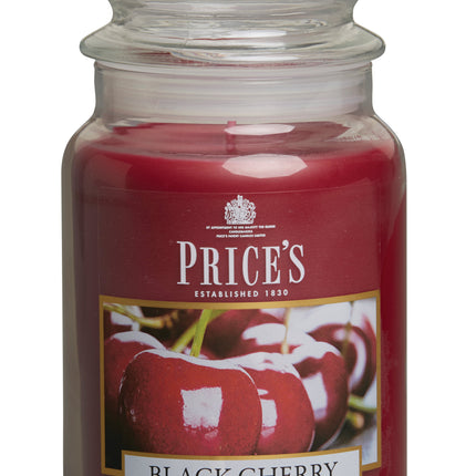 شمعة معطرة كبيرة بمرطبان وغطاء من Price's - الكرز الأسود