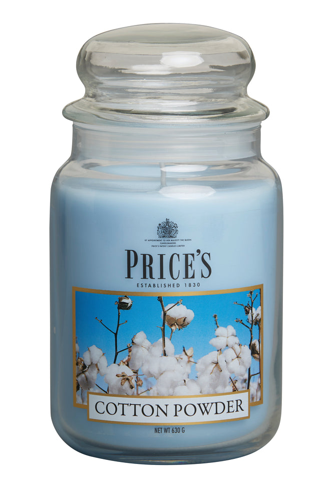 شمعة معطرة كبيرة بمرطبان وغطاء من Price's - انتعاش القطن