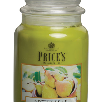 شمعة معطرة كبيرة بمرطبان وغطاء من Price's - الإجاص الحلو