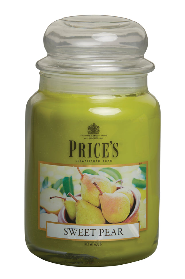 شمعة معطرة كبيرة بمرطبان وغطاء من Price's - الإجاص الحلو