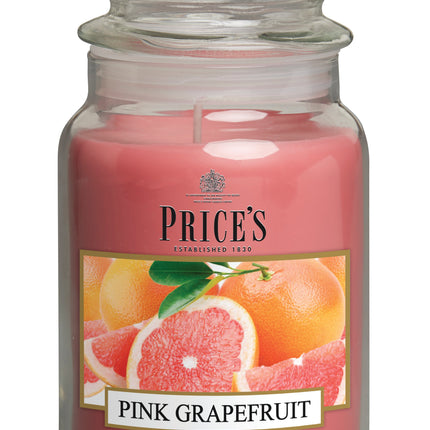 شمعة معطرة كبيرة بمرطبان وغطاء من Price's - الجريبفروت الوردي