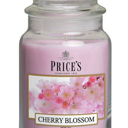 شمعة معطرة كبيرة بمرطبان وغطاء من Price's - زهر الكرز