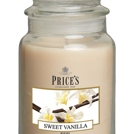شمعة معطرة كبيرة بمرطبان وغطاء من Price's - الفانيلا