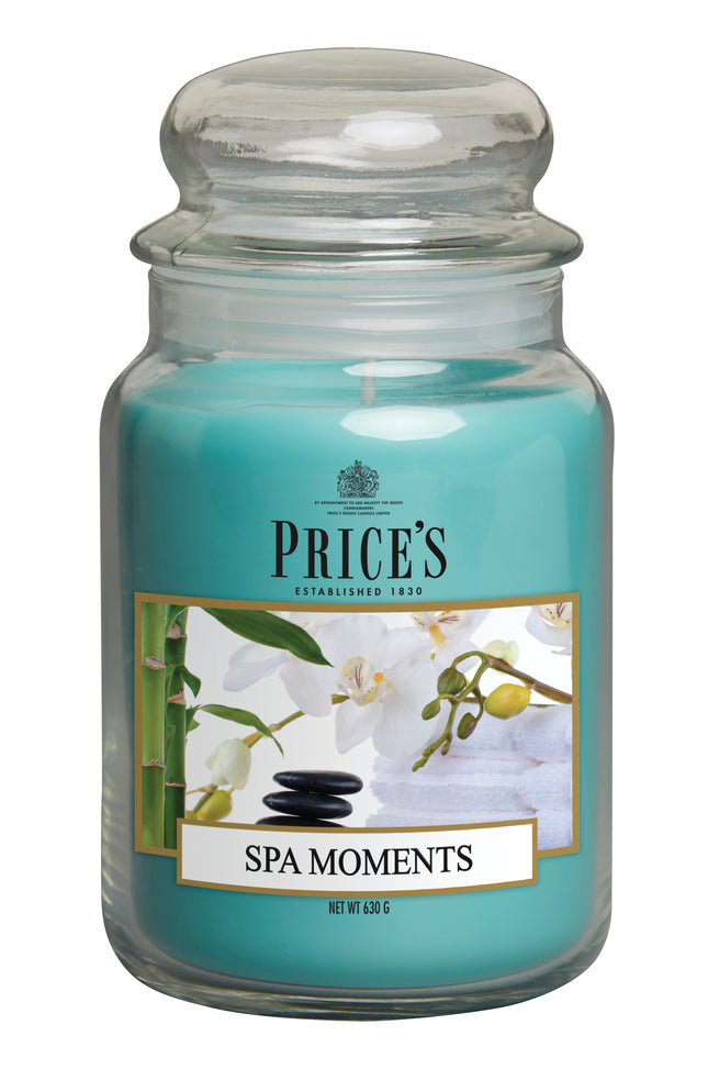 شمعة معطرة كبيرة بمرطبان وغطاء من Price's - استرخاء المنتجعات الصحية