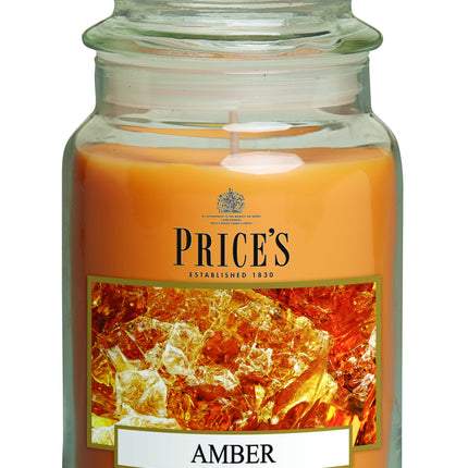 شمعة معطرة كبيرة بمرطبان وغطاء من Price's - العنبر