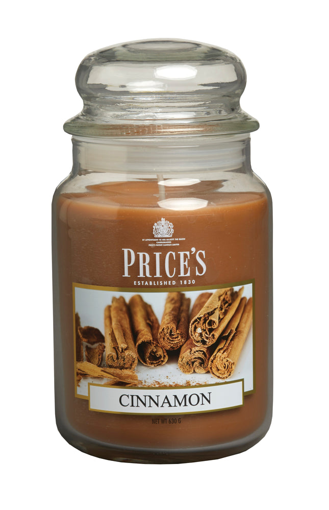 شمعة معطرة كبيرة بمرطبان وغطاء من Price's - القرفة