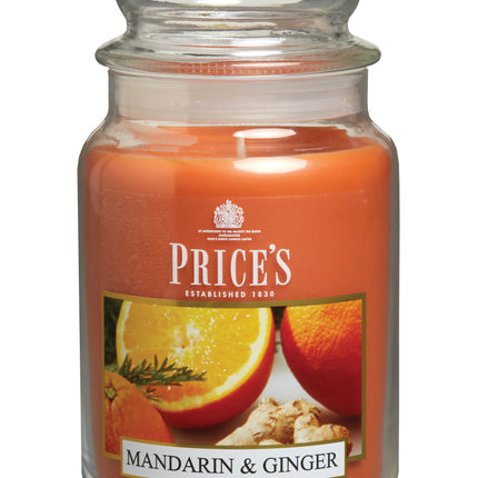 شمعة معطرة كبيرة بمرطبان وغطاء من Price's - المندرين والزنجبيل