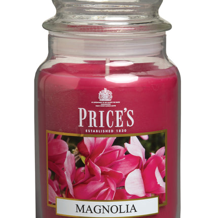 شمعة معطرة كبيرة بمرطبان وغطاء من Price's - ماغنوليا