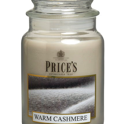 شمعة معطرة كبيرة بمرطبان وغطاء من Price's - الكشمير الدافئ