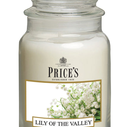 شمعة معطرة كبيرة بمرطبان وغطاء من Price's - زنبق الوادي