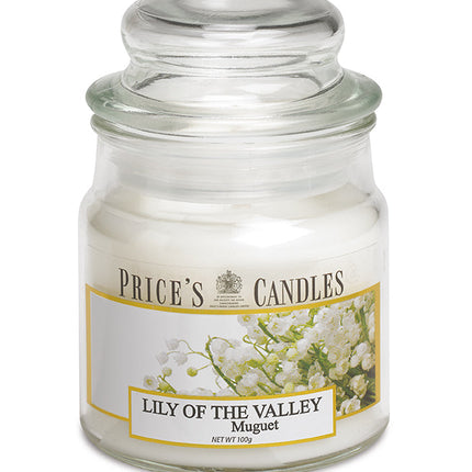 شمعة معطرة متوسطة بمرطبان وغطاء من Price's - زنبق الوادي