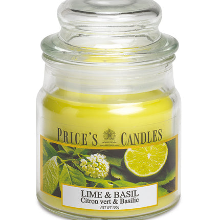 شمعة معطرة متوسطة بمرطبان وغطاء من Price's - الليمون والريحان