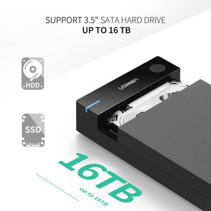 صندوق قرص صلب UGREEN USB 3.0 مقاس 3.5 بوصة، قابس أوروبي | 50422