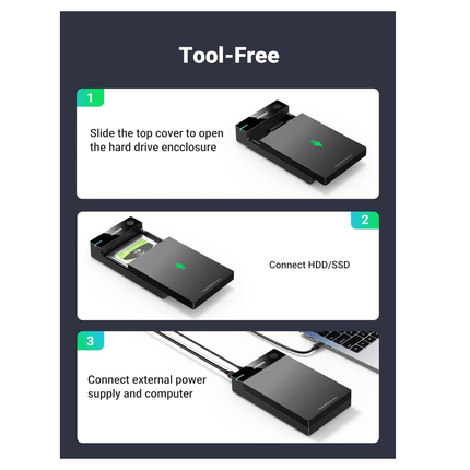 صندوق قرص صلب UGREEN USB 3.0 مقاس 3.5 بوصة، قابس أوروبي | 50422
